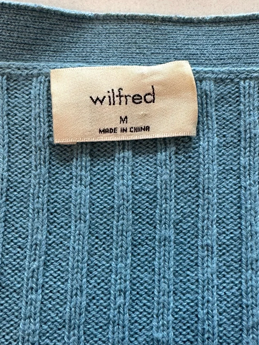 Wilfred x Aritzia Manila Fine Merino Wool Cotton Blend Cardigan in Steel Blue